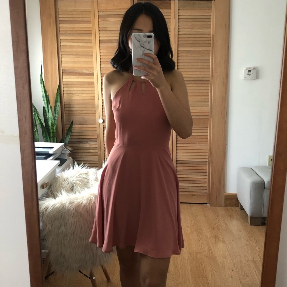 SOLD - Express Mauve Fit And Flare Keyhole Dress Size 0